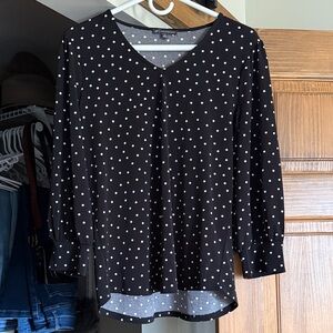 Adrianna Papell Black Polka Dot Women's Top